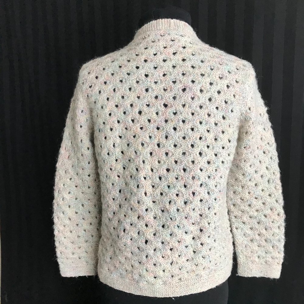 Vintage Hand-Crocheted Cottagecore Cardigan - Picture 3 of 4